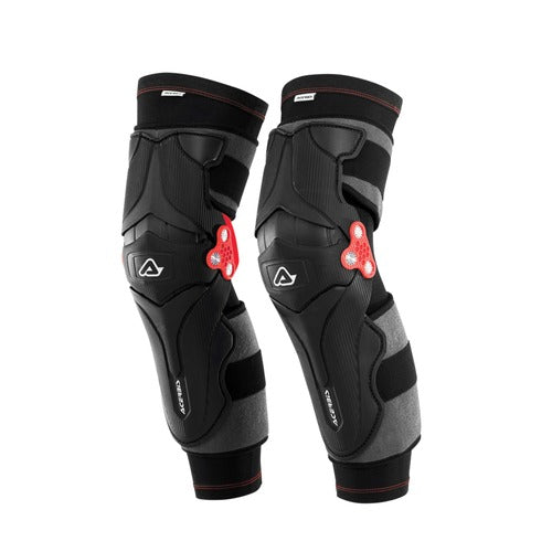 Acerbis X-Strong Knee Guards in black and white, protective motocross gear