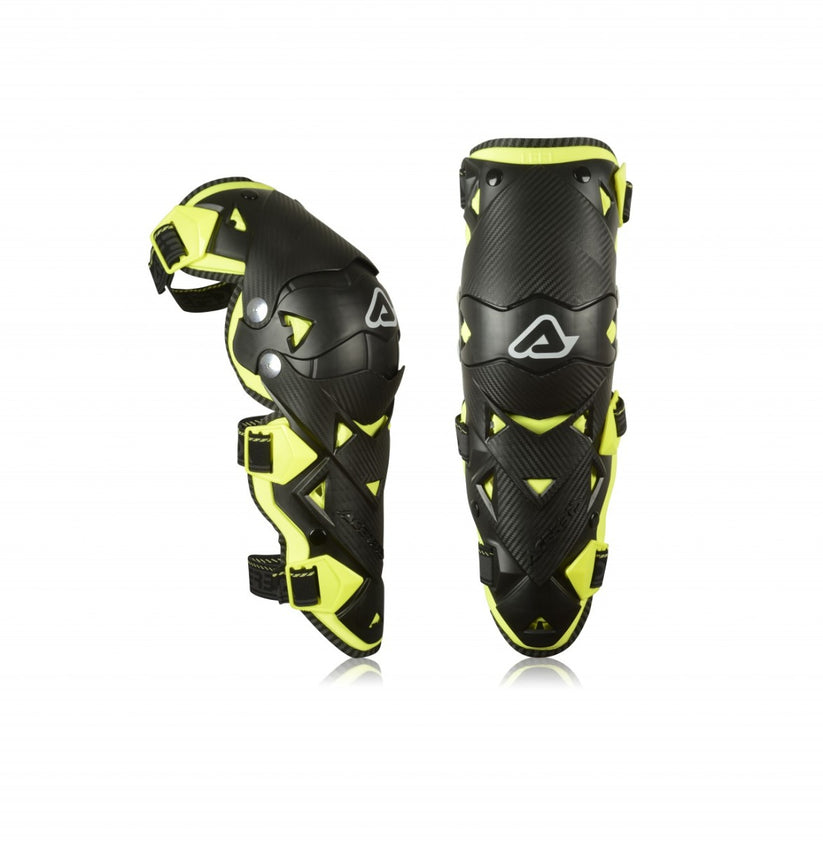 Acerbis Impact EVO 3.0 Knee Guards in black and yellow, protective gear for motocross and off-road riding