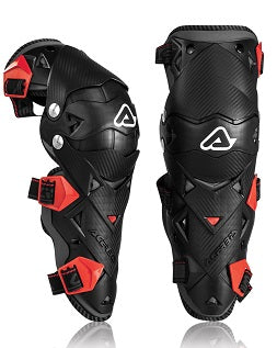 ACERBIS Impact EVO 3.0 knee guards in black and red color, protective motocross gear