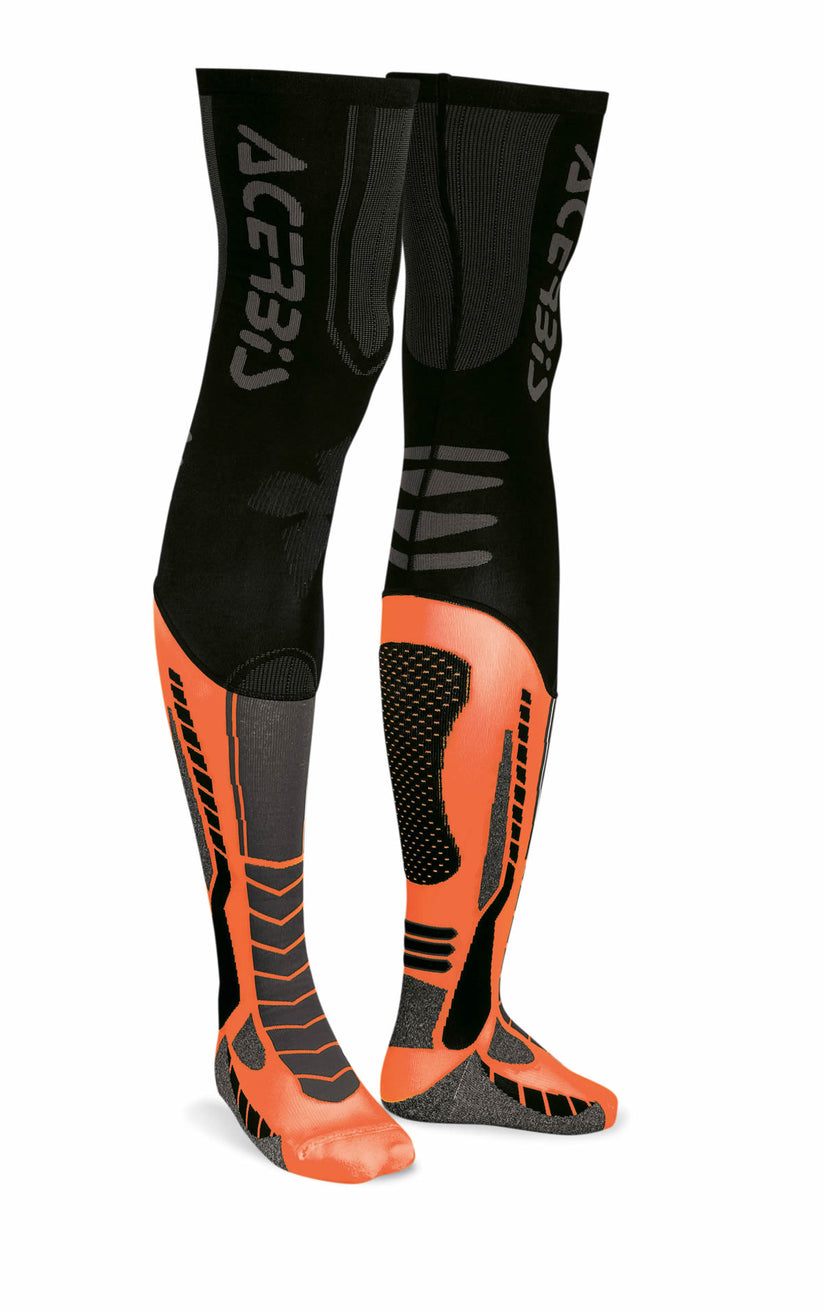 Acerbis X-Leg Socks in black and orange, size S/M, displayed side by side