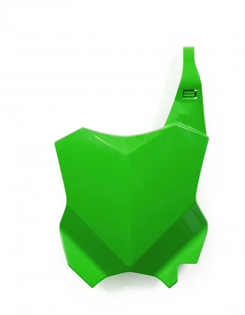 Acerbis front number plate for Kawasaki KX 250 F/4T/X 2017-2024 and KX 450 F/4T/X 2016-2025, available in various colours.