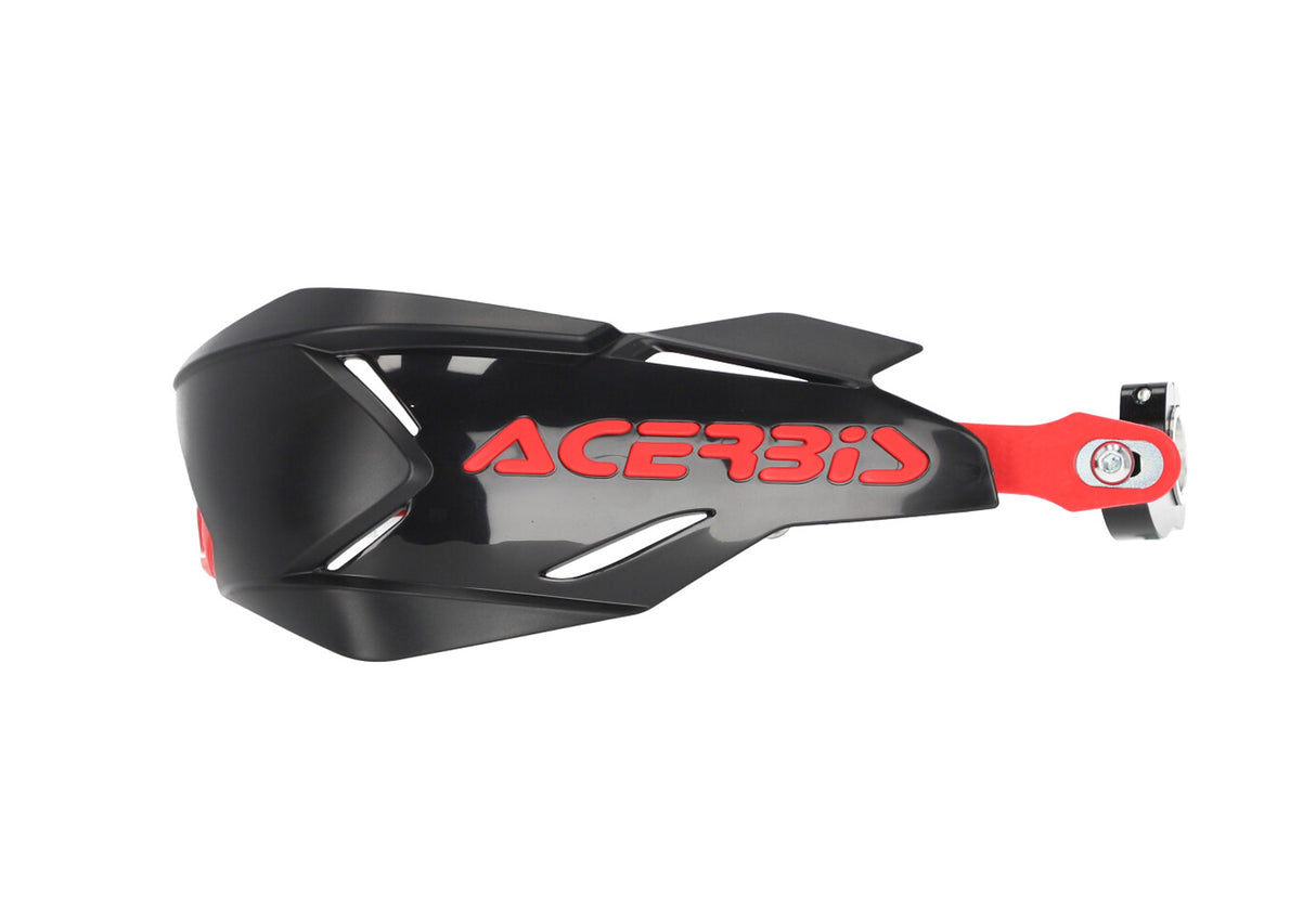Acerbis X-Factory black and red handguards for Beta, Ducati, Fantic, GasGas, Honda, Husqvarna, Kawasaki, KTM, Sherco, Suzuki, TM, Yamaha 125-610 motorcycles (1990-2024)