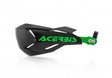 Black and green Acerbis X-Factory handguards for Beta, Ducati, Fantic, GasGas, Honda, Husqvarna, Kawasaki, KTM, Sherco, Suzuki, TM, and Yamaha motorcycles 125-610 1990-2024