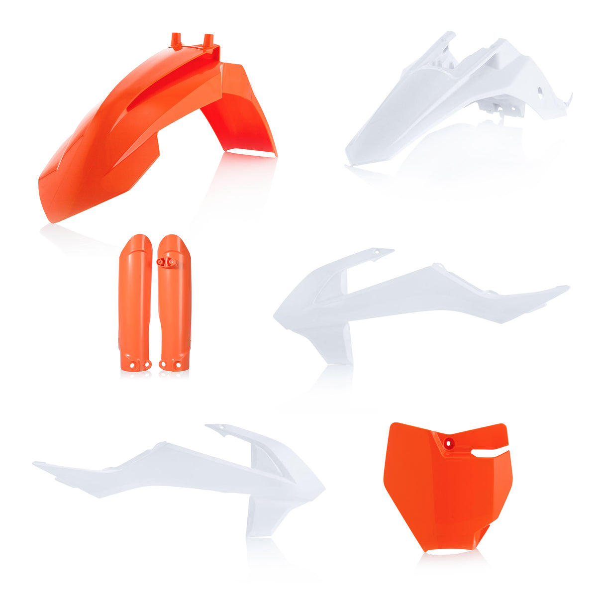 Acerbis full plastic kit in orange and white for KTM and GASGAS SX/MC 65 motocross bikes, model years 2020-2023.
