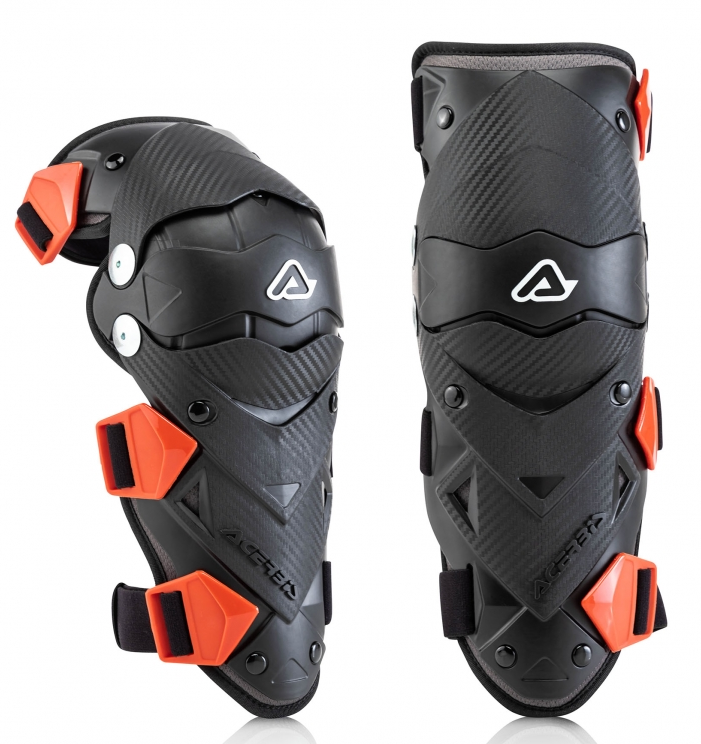Acerbis Knee Guard Impact EVO Junior protective gear for kids, black and white design, front view