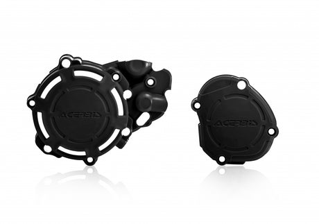 Black Acerbis X-Power crankcase and ignition/clutch covers for Fantic/Yamaha XE, XX, YZ 125 2005-2024