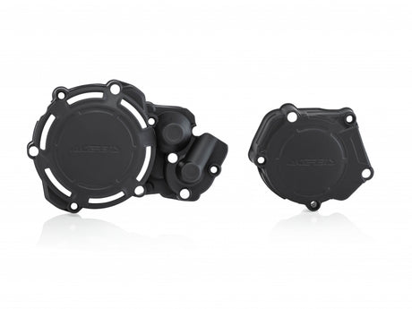 Black Acerbis X-Power crankcase and ignition/clutch covers for Fantic/Yamaha XX/YZ 250 2005-2024