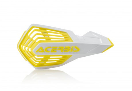 Acerbis X-Future white and yellow handguards for Beta, Fantic, GasGas, Honda, Husaberg, Husqvarna, Kawasaki, KTM, Sherco, Stark, Suzuki, TM, Yamaha motorcycles 85-650cc (1990-2024)