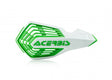Acerbis X-Future handguards in white and green for Beta, Fantic, GasGas, Honda, Husaberg, Husqvarna, Kawasaki, KTM, Sherco, Stark, Suzuki, TM, and Yamaha motorcycles (85-650cc, 1990-2024)