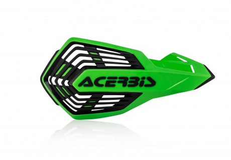 Green and black Acerbis X-Future handguards for Beta, Fantic, GasGas, Honda, Husaberg, Husqvarna, Kawasaki, KTM, Sherco, Stark, Suzuki, TM, and Yamaha motorcycles, 85-650cc, 1990-2024