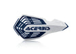 White and blue Acerbis X-Future handguards for Beta, Fantic, GasGas, Honda, Husaberg, Husqvarna, Kawasaki, KTM, Sherco, Stark, Suzuki, TM, and Yamaha motorcycles 85-650cc, model years 1990-2024.