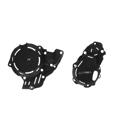 Black Acerbis X-Power crankcase and ignition/clutch covers for KTM/Husqvarna FC/FX/SX-F/XC-F 250-350 2023-2024