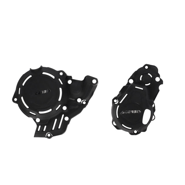 Black Acerbis X-Power crankcase and ignition/clutch covers for KTM/Husqvarna FC/FX/SX-F/XC-F 250-350 2023-2024