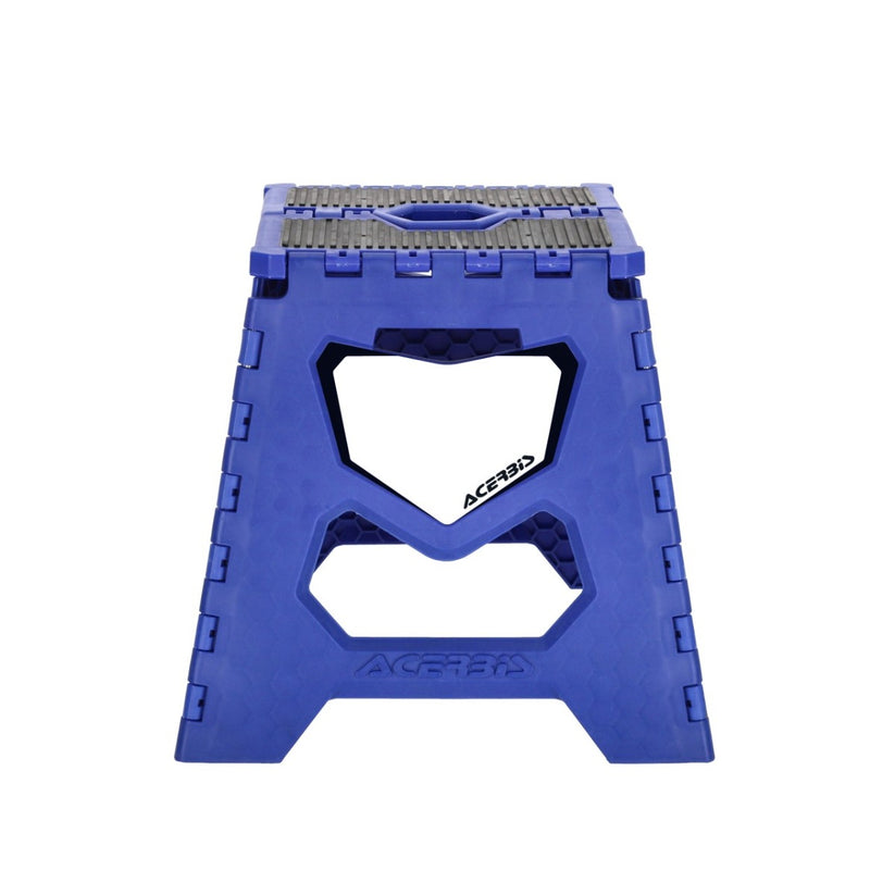 Acerbis bike stand in blue and black color for motorcycle maintenance and support