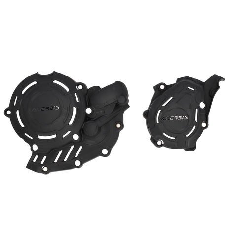 Black Acerbis X-Power crankcase and ignition/clutch covers for KTM, GasGas, Husqvarna EC, EX, MC, FC, FE, EXC-F, SX-F, XC-F, XCF-W, XW-F 450-501 2023-2024