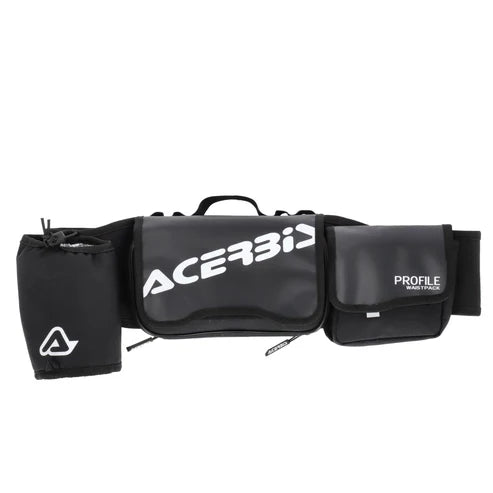 Acerbis Profile Waist Pack in black, durable and adjustable, designed for convenient storage during outdoor activities and motorcycling.