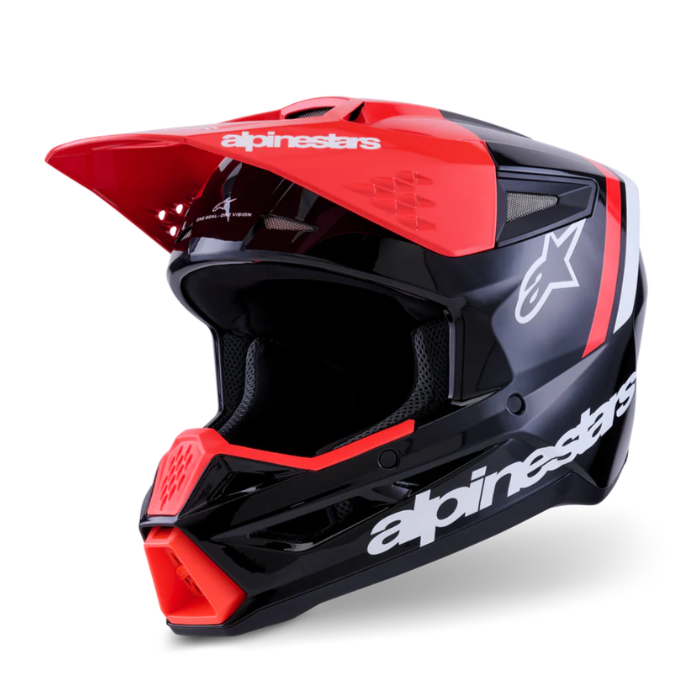 SM3 RADIUM HELMET ECE06 - Black/Red FLUO/WHITE Alpinestars motocross kit
