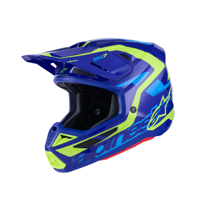 SM7 DEED HELMET ECE06 - BLUE/YELLOW FLUO
