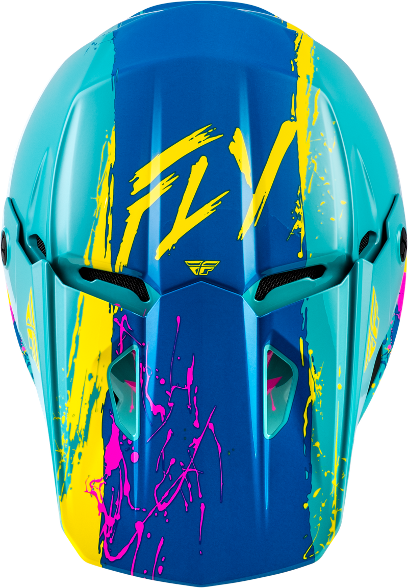 Kinetic Youth Drip Helmet - Turquoise/Pink/Yellow