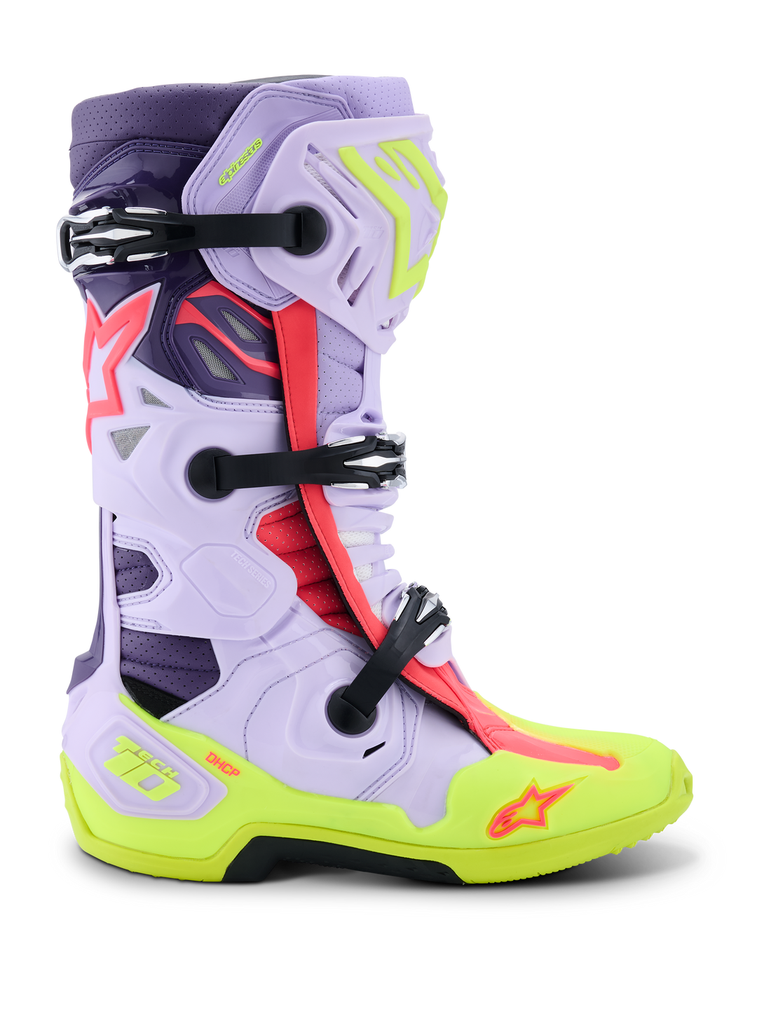 TECH 10 SUPERVENTED BOOTS - PURPLE/YELLOW FLUO/DIVA PINK