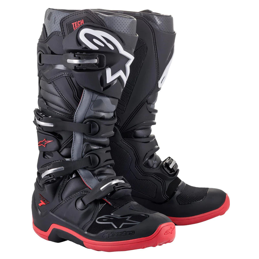 ALPINESTARS TECH 7 BLACK COOL GRAY RED BOOTS