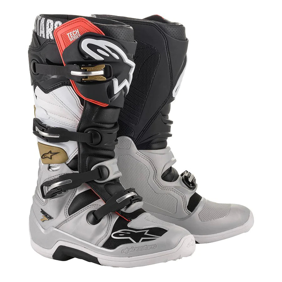 ALPINESTARS TECH 7 BLACK SILVER WHITE GOLD BOOTS