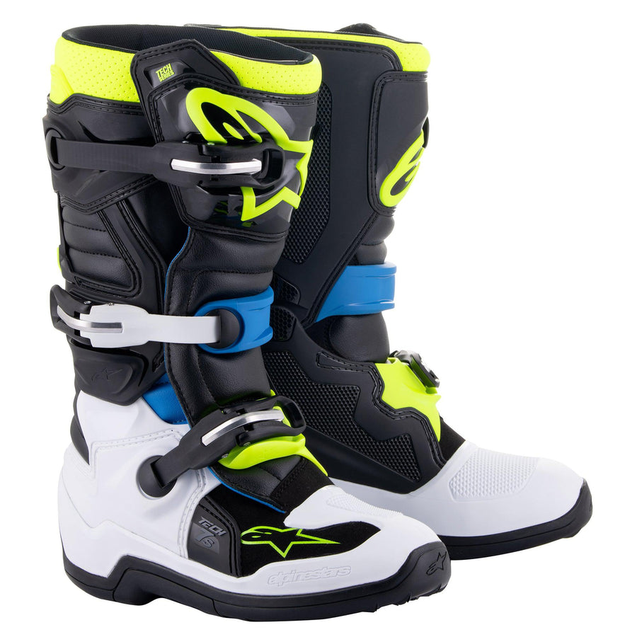 ALPINESTARS TECH 7S YOUTH BLACK/ENAMEL/BLUE/YELLOW BOOTS