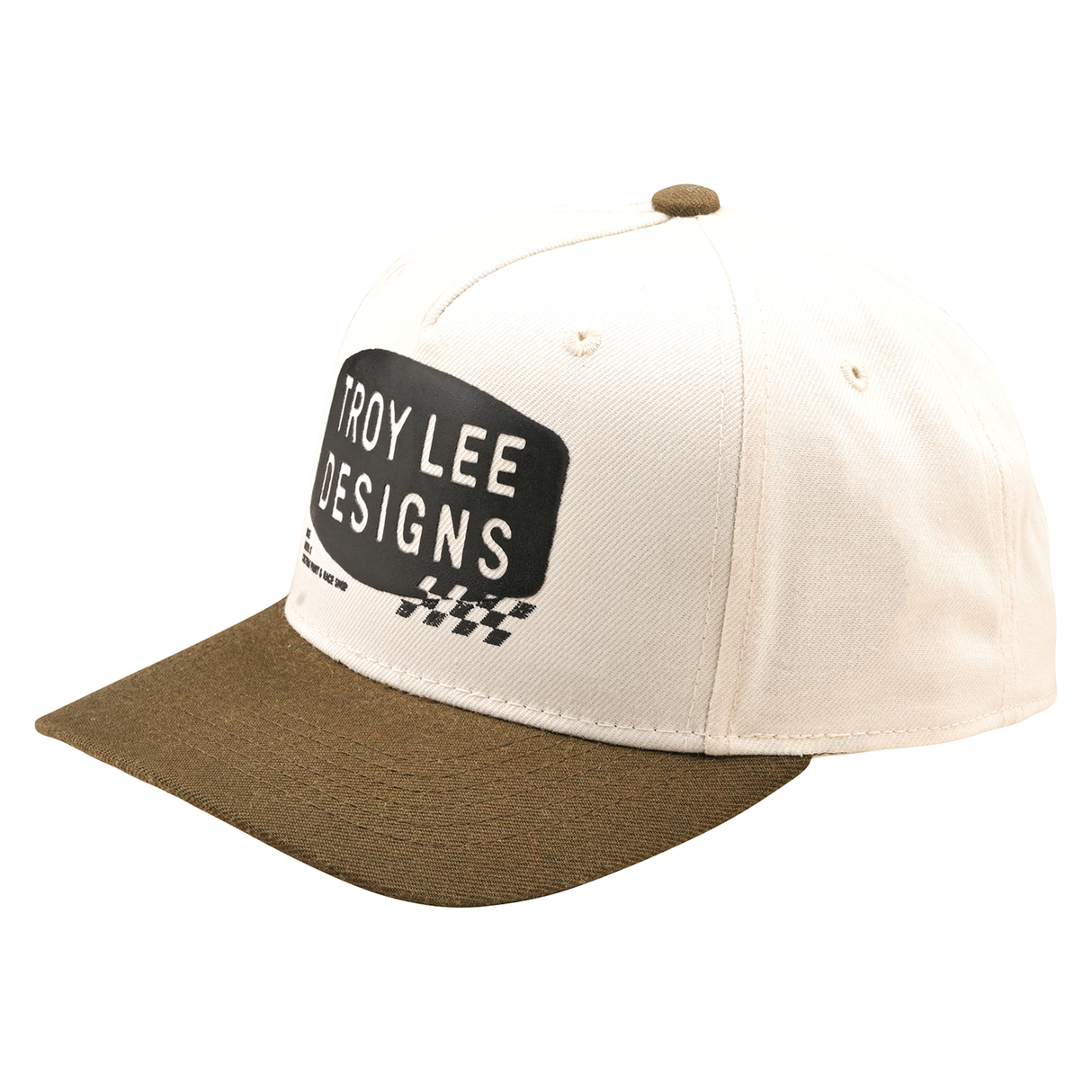Troy Lee Designs Stamp Curved Snapback Cap - Vintage White / Olive