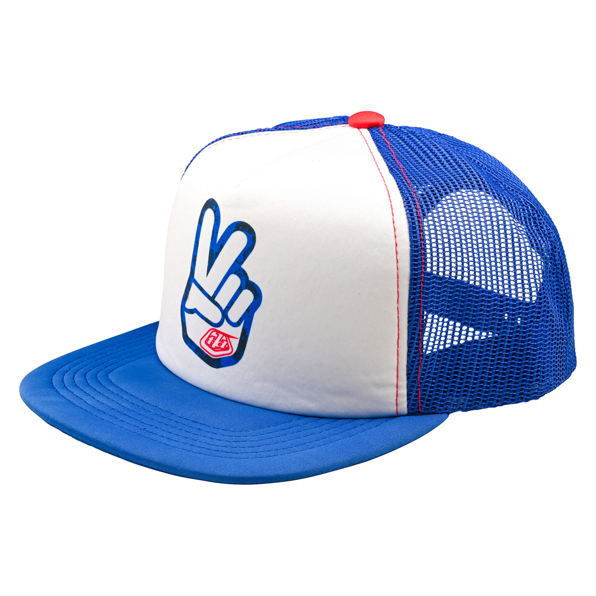 Troy Lee Designs Peace Out Trucker Snapback Cap - White / Blue