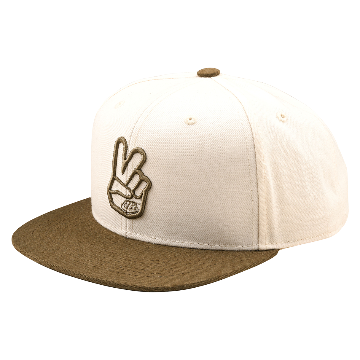 Troy Lee Designs Peace Flat Bill Snapback Cap - Vintage White / Olive