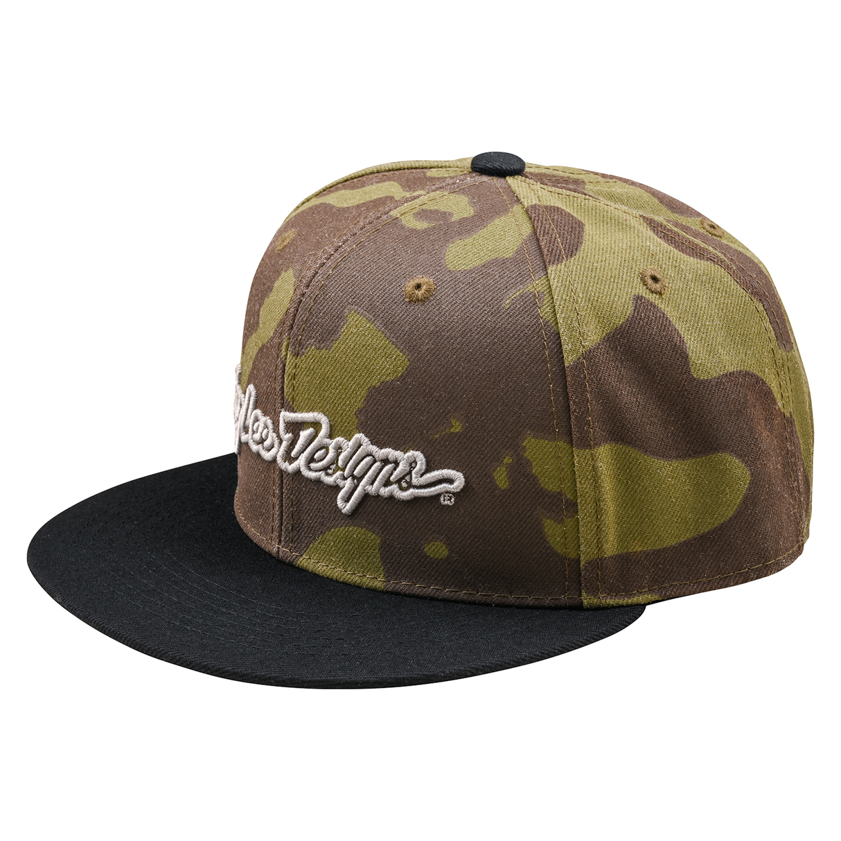 Troy Lee Designs Signature Flat Bill Snapback Cap - Olive Camo