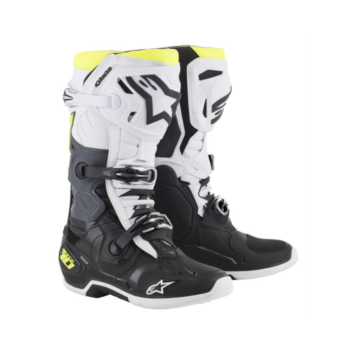 ALPINESTARS TECH 10 BLACK WHITE YELLOW FLUO