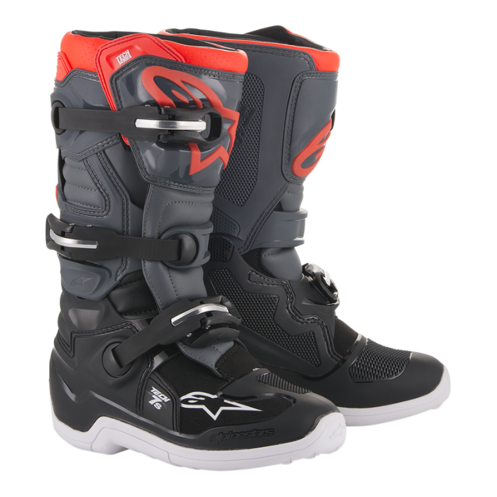 ALPINESTARS TECH 7S YOUTH DARK GRAY/LIGHT GRAY/RED BOOTS