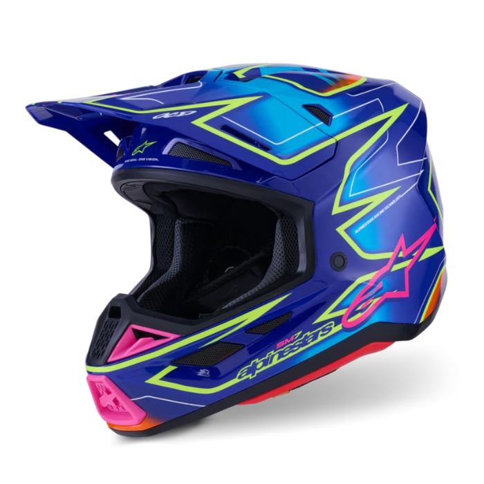 SM7 CAST HELMET ECE06 - BLUE/PINK/YELLOW FLUO Alpinestars motocross kit