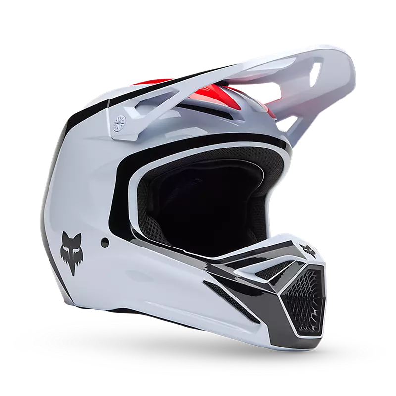 FOX V1 FLOW HELMET WHT/RD