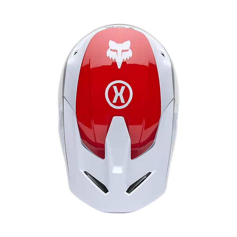 FOX V1 FLOW HELMET WHT/RD