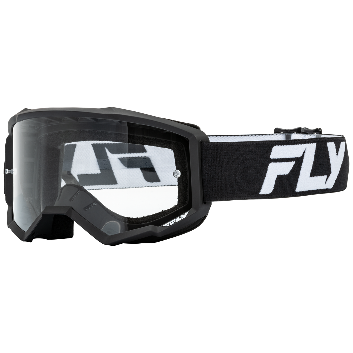 Fly Racing 2025 Focus Goggle (Black/White) with Clear Lens