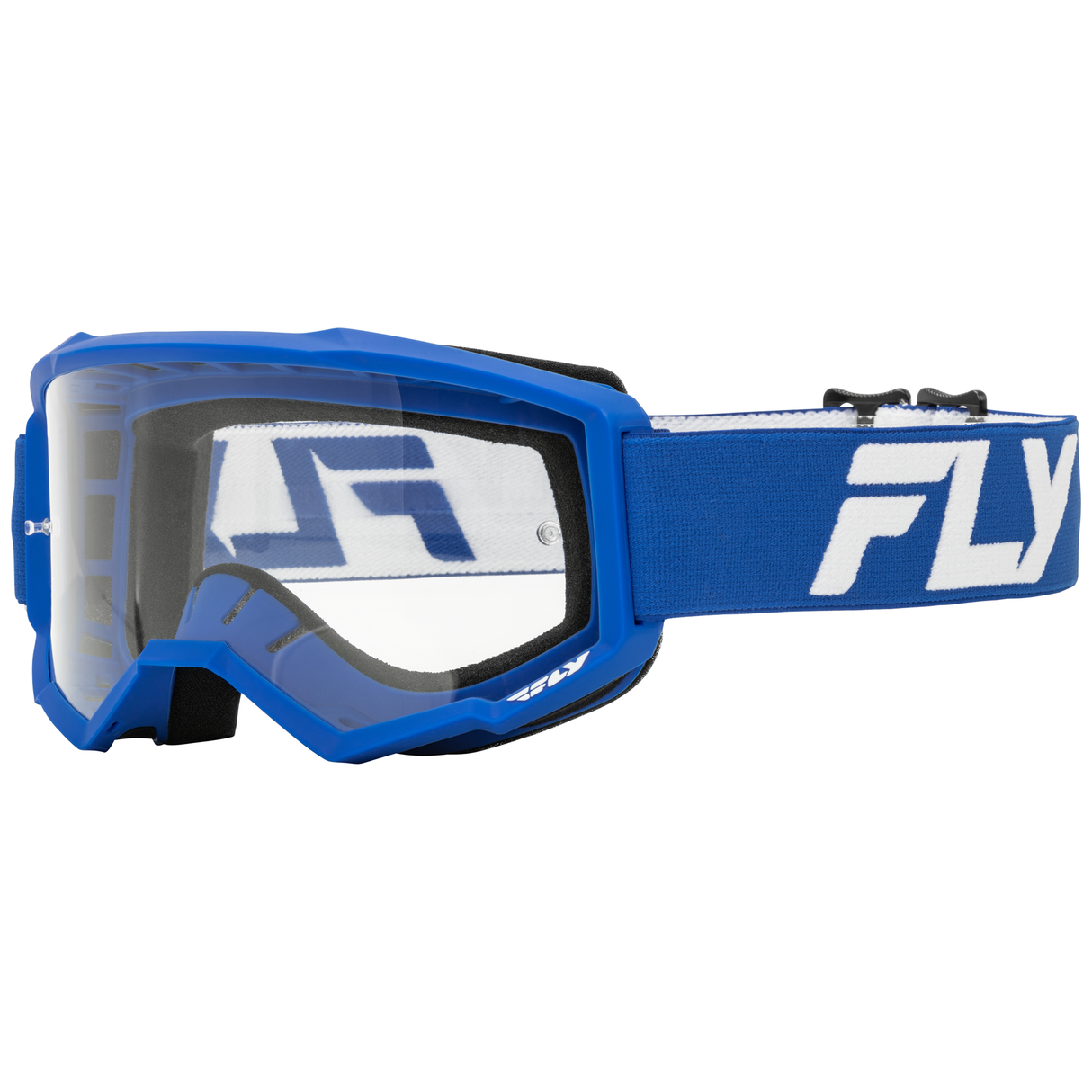 Fly Racing 2025 Focus Goggle (Blue/White) with Clear Lens