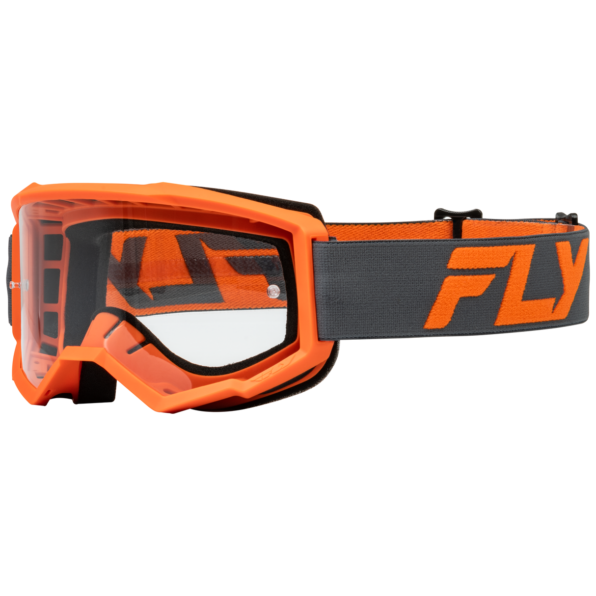 Fly Racing 2025 Focus Goggle (Charcoal/Orange) with Clear Lens
