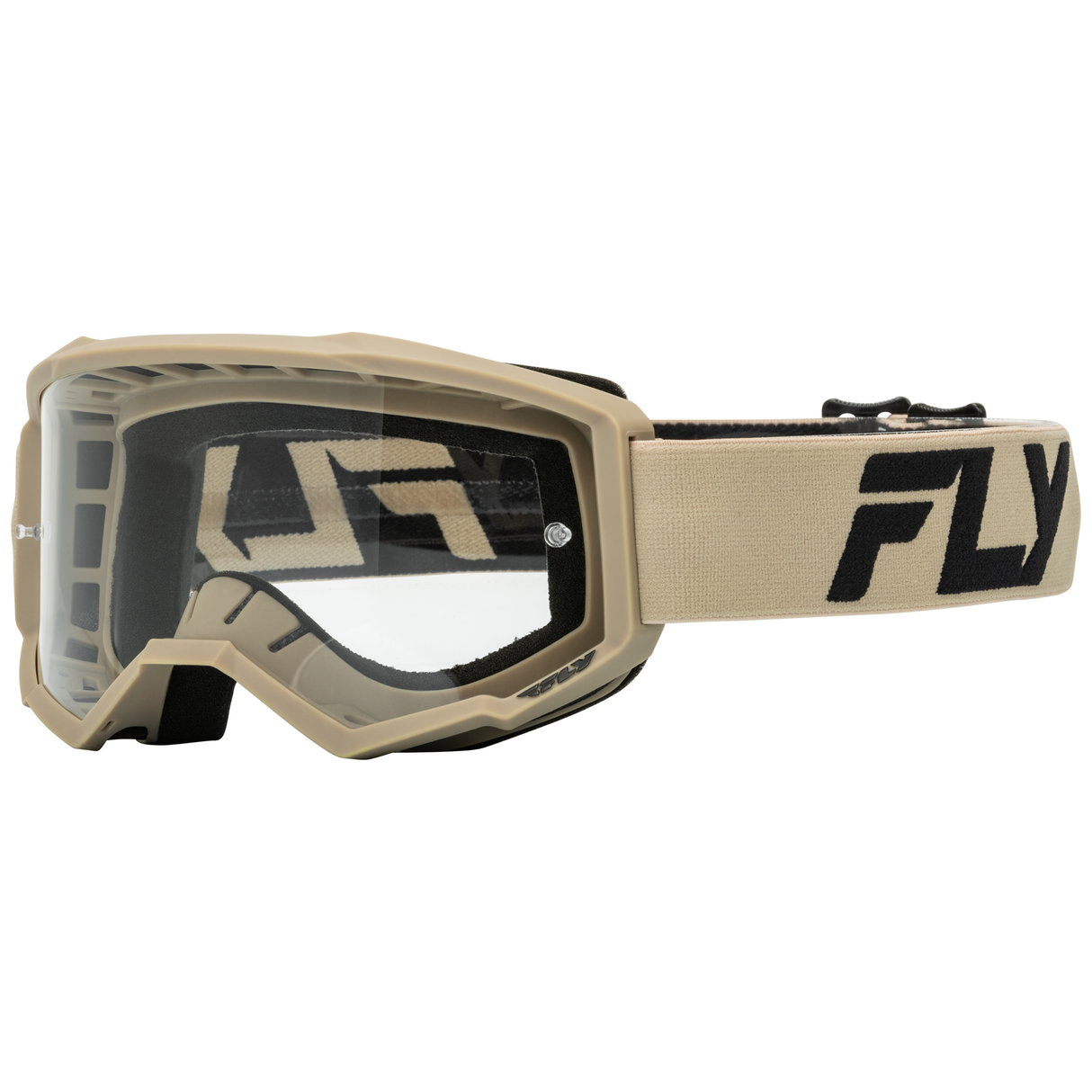 Fly Racing 2025 Focus Goggle (Khaki/Black) with Clear Lens