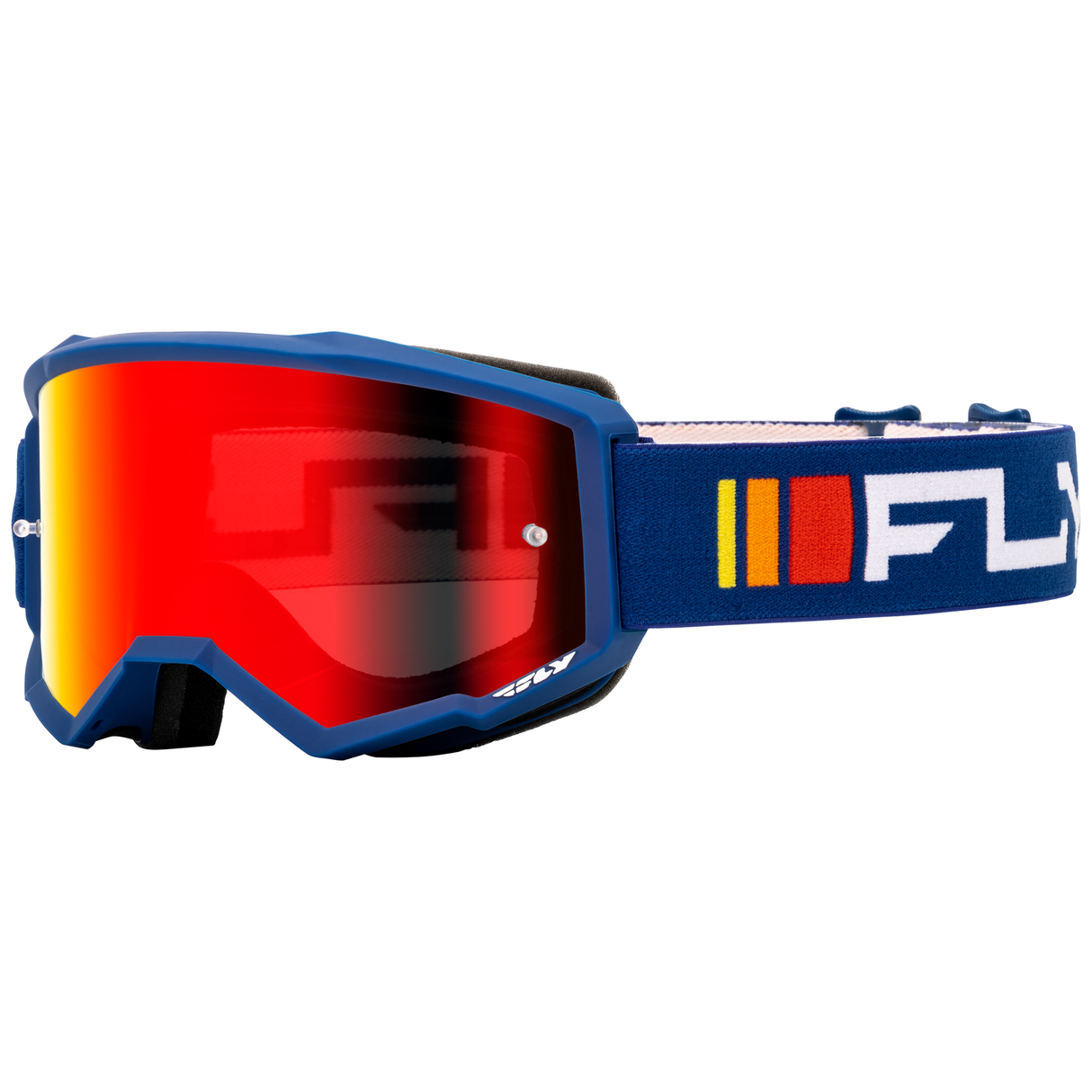 Fly Racing 2025 Zone Goggle (Navy/White) with Red Mirror/Smoke Lens
