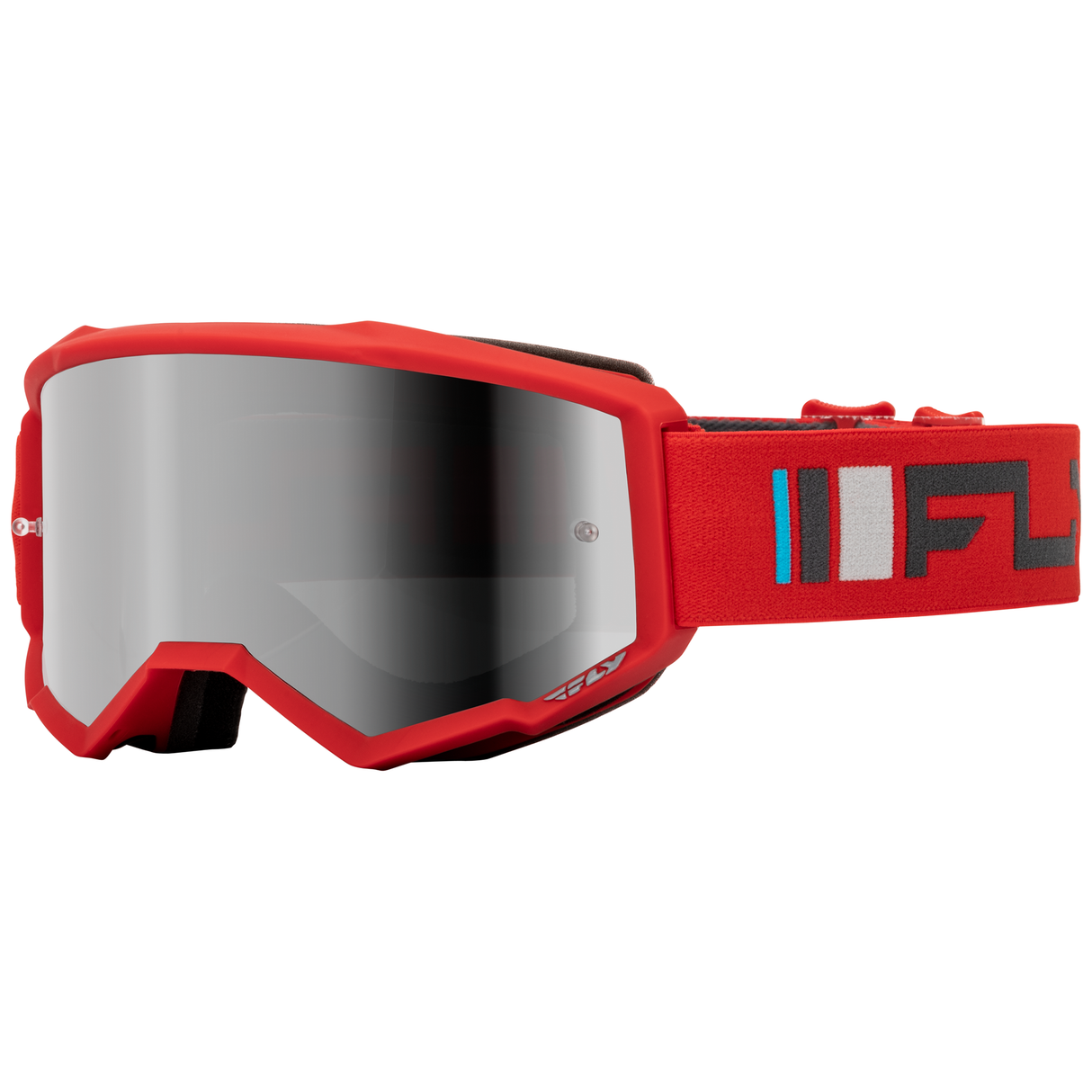 Fly Racing 2025 Zone Goggle (Red/Charcoal) with Silver Mirror/Smoke Lens