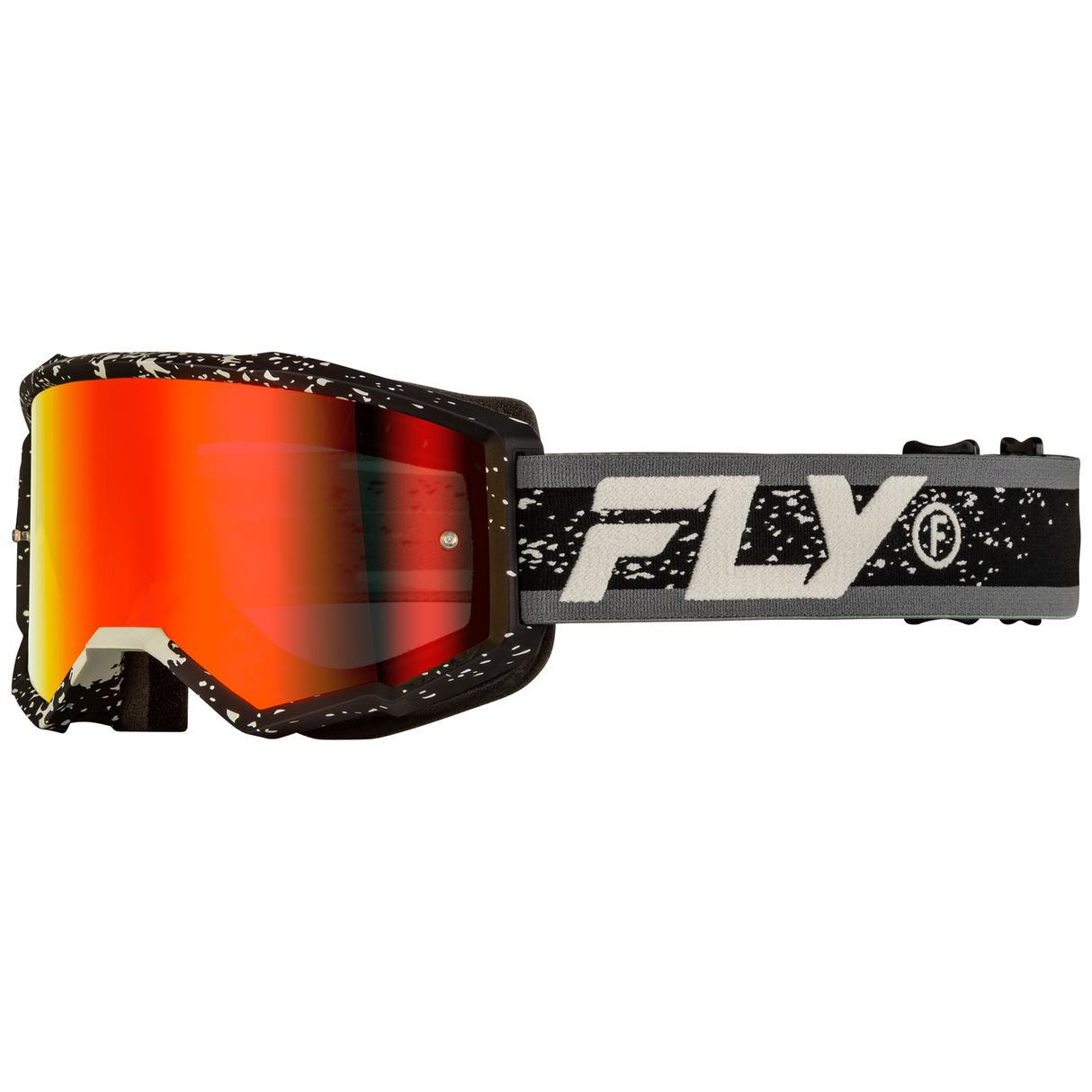 Fly Racing 2025 Zone Goggle (Black/Grey) with Red Mirror/Smoke Lens
