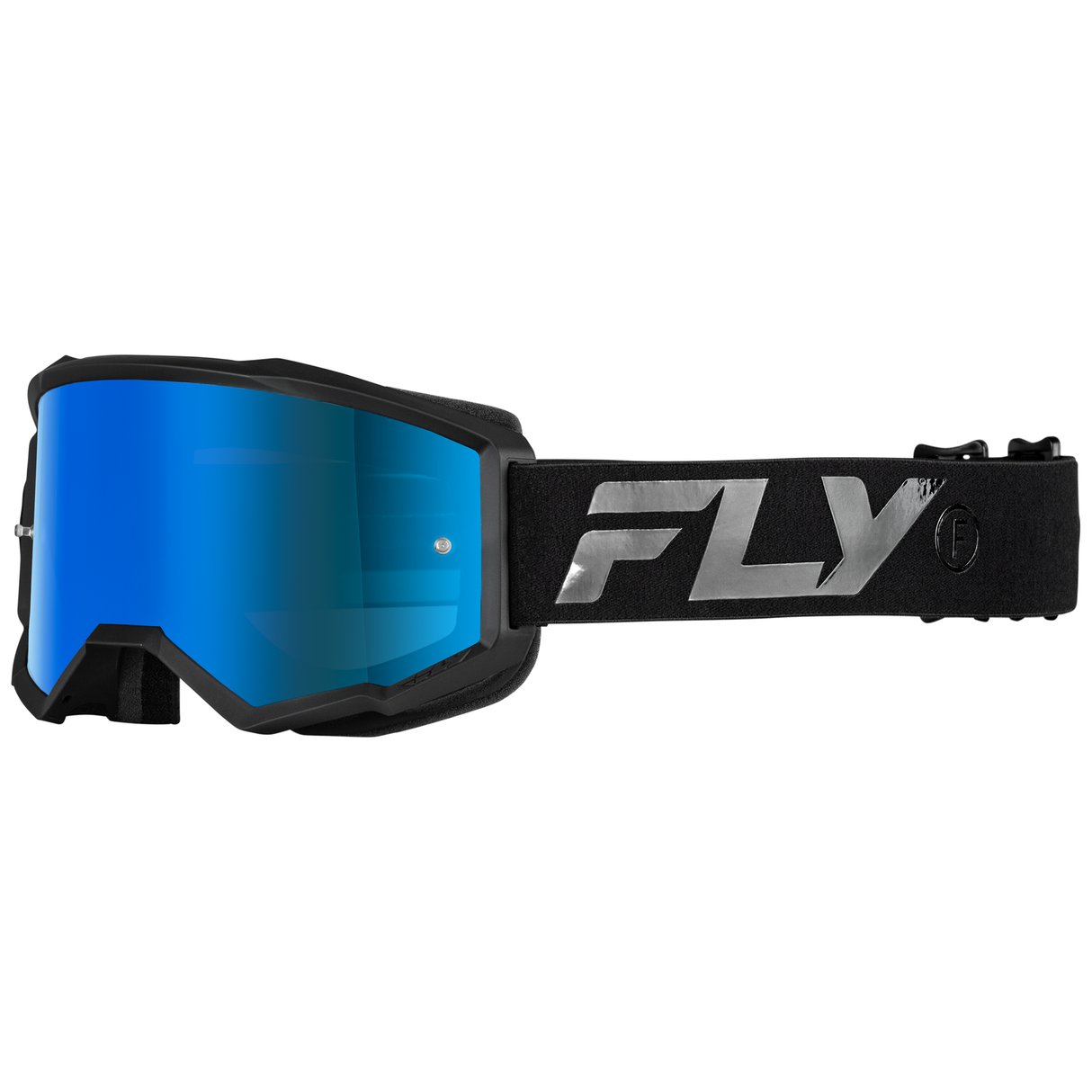 Fly Racing 2025 Zone Goggle (Black/Black) with Sky Blue Mirror/Smoke Lens