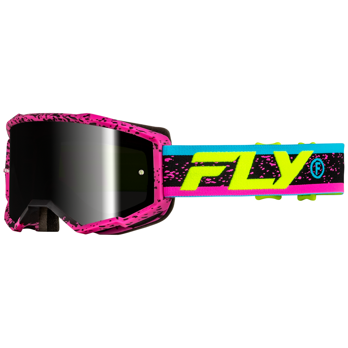 Fly Racing 2025 Zone Goggle (Pink/Black/Hi-Viz) with Black Mirror/Smoke Lens