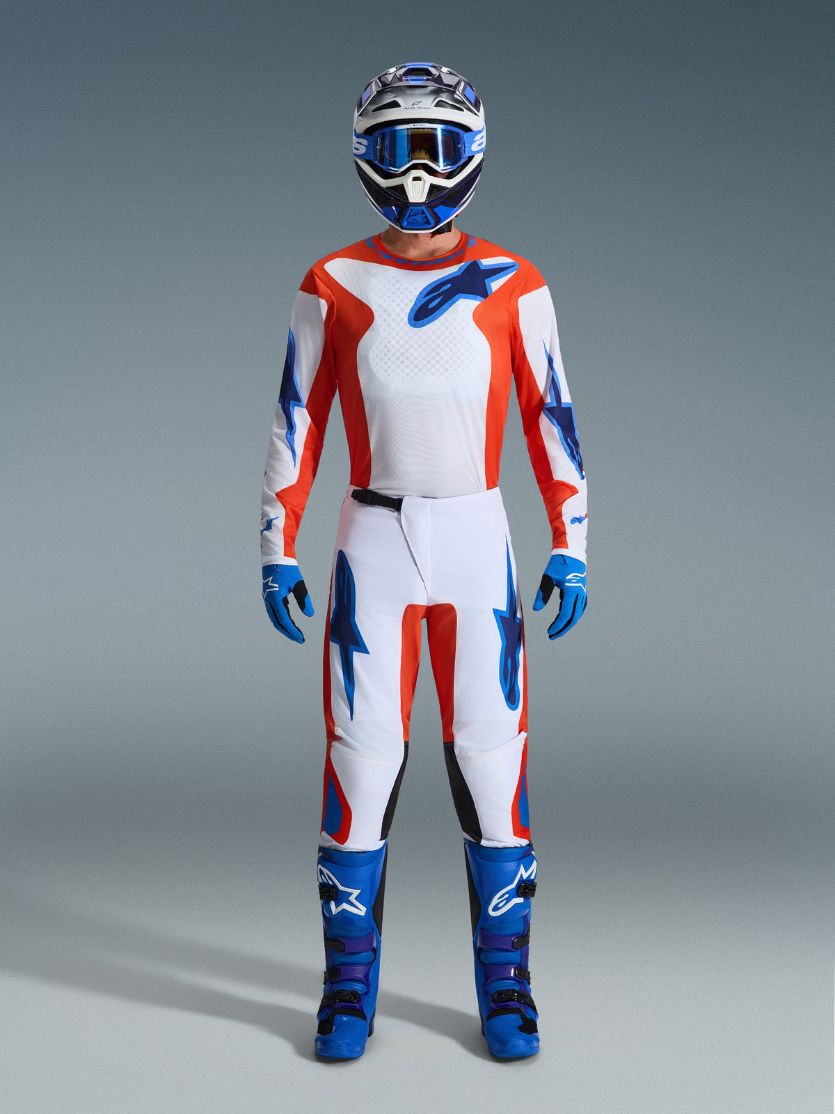 FLUID GRID PANTS - ORANGE/UCLA BLUE