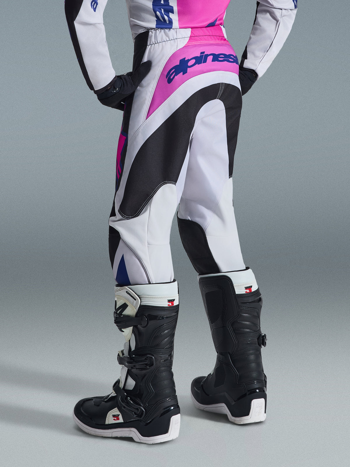 YOUTH FLUID GRID PANTS - BLACK/LIGHT GRAY/PURPLE