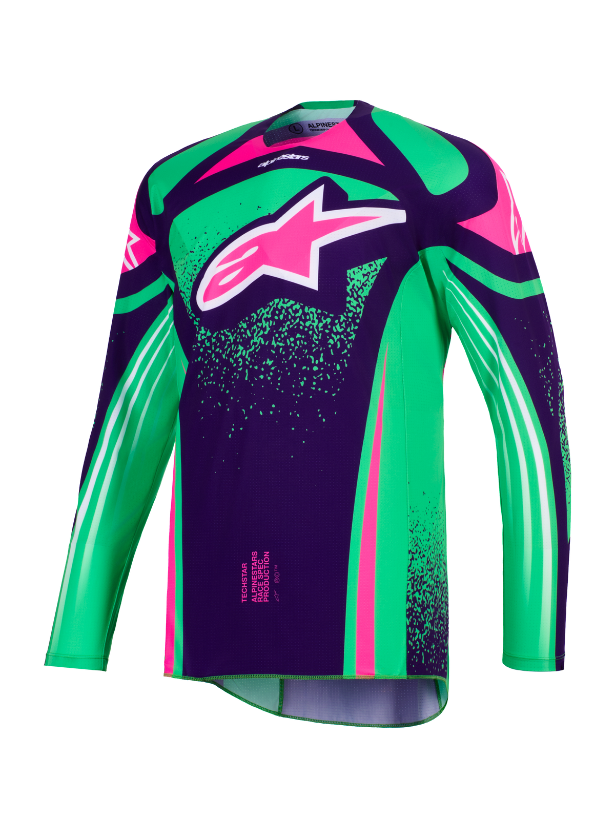 TECHSTAR NOMUR JERSEY - DEEP PURPLE/GREEN/PINK FLUO Alpinestars motocross kit