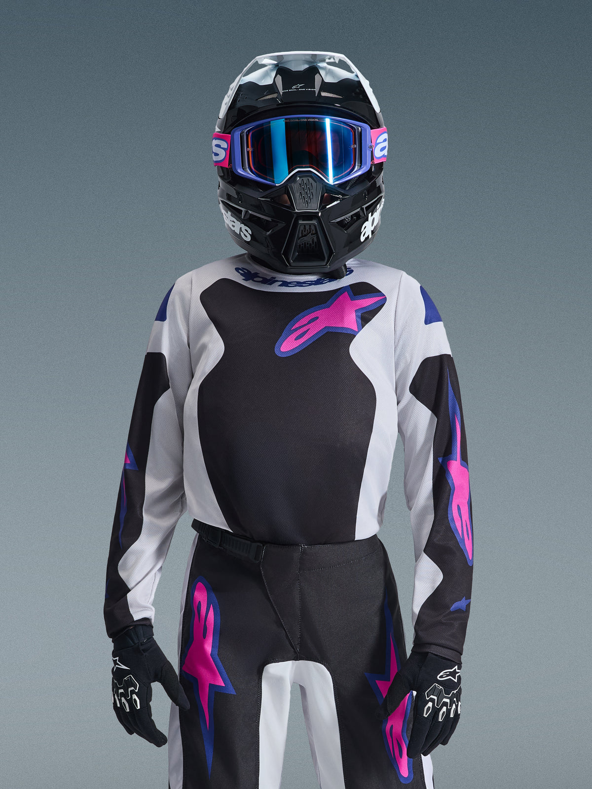 YOUTH FLUID GRID JERSEY - BLACK/LIGHT GRAY/PURPLE