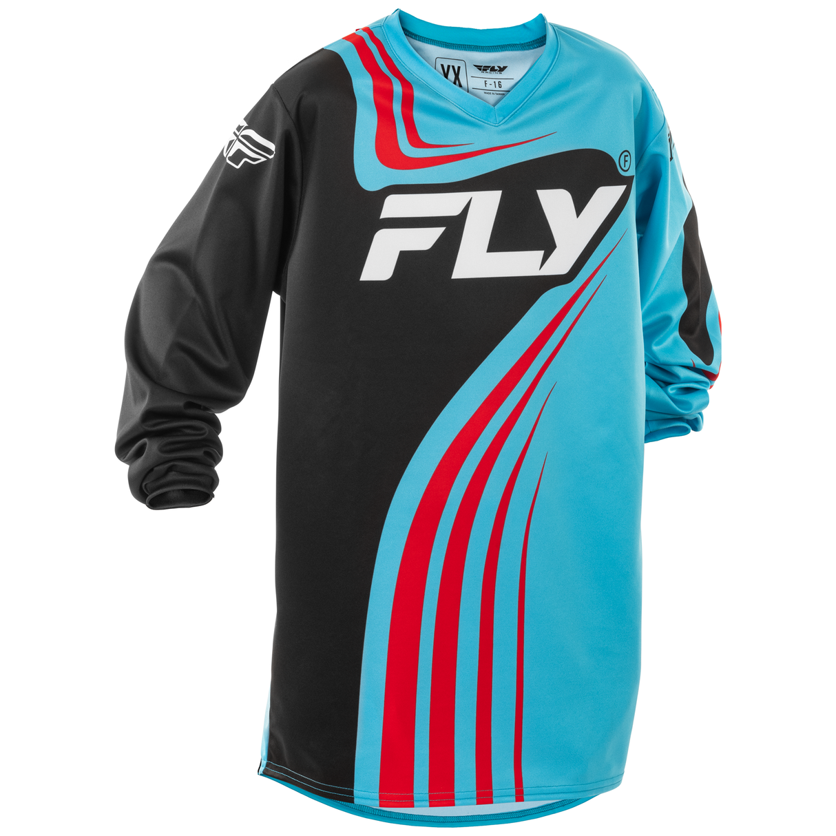 Fly Racing 2025 Youth F-16 Jersey (Cyan/Black/Red)